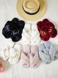 Custom Fluffy Slippers/Custom Bride Slippers/Christmas party slippers/Fluffy Bridesmaid Slippers/Fluffy Slippers/Bride Slipper Personalized