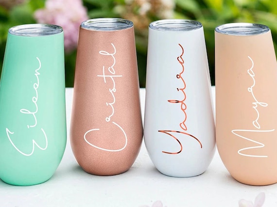 6oz Champagne Flutes Personalized Bridesmaid Wine Tumbler Bridal Stainless  Steel Swig Cup Wedding Bachelorette Party Favors Gift