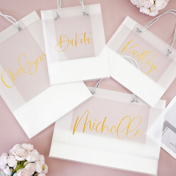 Bridesmaid Favors/ Personalized Clear Tote Bag/ Gift for Girl/ Bachelorette Party Favor Gifts/ Custom Bridal Tote Bag/ birthday gift bag