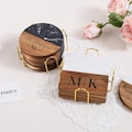 Personalized Housewarming Gift, Marble and Wood Coasters/ Custom Coasters Set With Holder/ Wedding Gift for Couple/ Realtor Closing Gift product logo