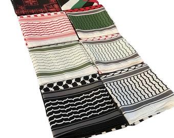 BANDANA palestinien 22 x 22 pouces - Keffieh - Tatreez - Palestine - Kufiyah - Kufiya - Bandeau - Écharpe - Kuffiyeh - Motif Shemagh - Drapeau