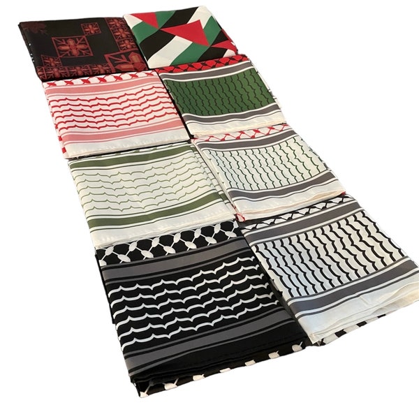 BANDANA palestinien 22 x 22 pouces - Keffieh - Tatreez - Palestine - Kufiyah - Kufiya - Bandeau - Écharpe - Kuffiyeh - Motif Shemagh - Drapeau