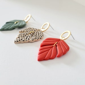 Fay / Leaves / Statement Dangles / Modern Earrings / Minimalist / Handmade / Clay Earrings / Polymer Clay Earrings /