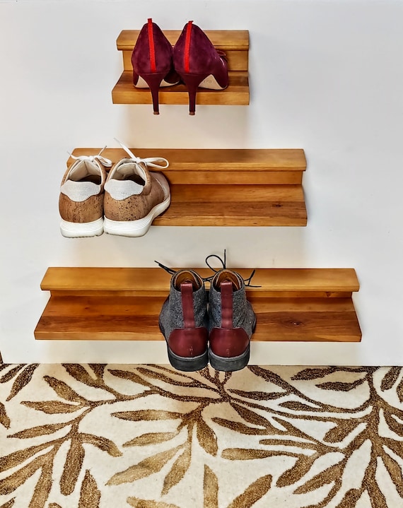 Wood Hanging Shoe Storage Organizer Racks, Wall Mounted Space