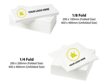 Custom Printed Dinner Napkins | 1/4 Fold or 1/8 Fold | Personalised Logo | Monogram | Wedding | Anniversary | Birthdays | Parties