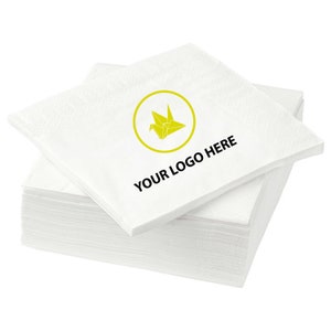 Serviettes en papier personnalisées | Blanc 2 épaisseurs | Dîner/Déjeuner/Cocktail | Logo personnalisé | Monogramme | Mariage | Anniversaire | Fêtes