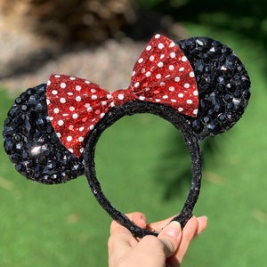 Minnie Mouse Sequin & Rhinestone Ears Headband || Mickey Ears || Minnie Ears || Mickey Mouse Ears || Disney Ears || Minnie Mouse Ears