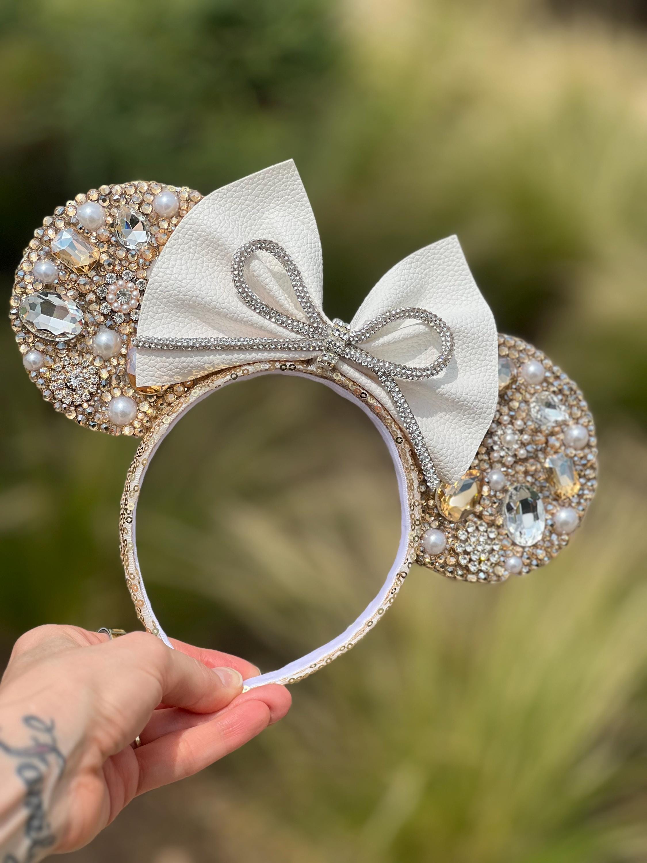 NWT Disneyland Paris Silver and Gold Sequin Castle Mickey Minnie Ears Headband Shimmering New Castle Ear Headband Shines Brightly  main image 2