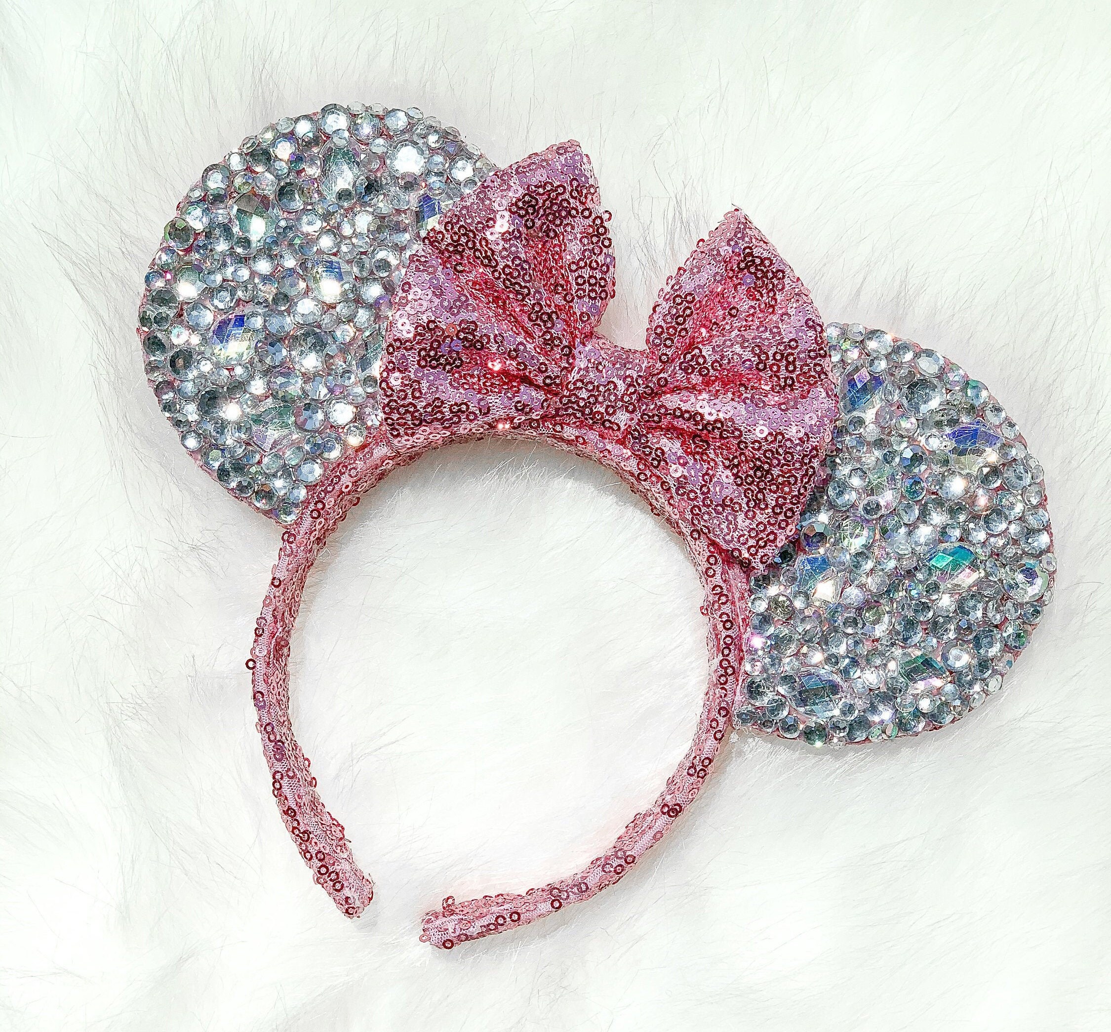 Millenial Pink Sequin & Rhinestone Minnie Mouse Ears  display picture 1