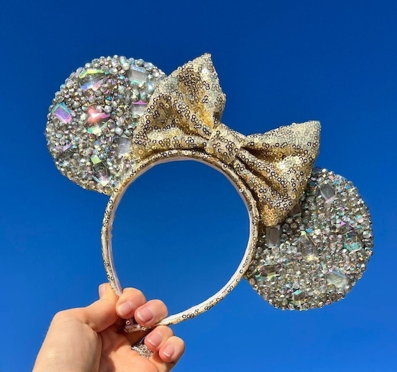 Gold Bling Sequin & Rhinestone Minnie Mouse Ears Headband  display picture 2