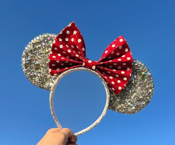 Silver Minnie Mouse Sequin & Rhinestone Minnie Mouse Ears  display picture 1