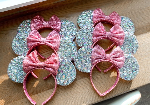 Millenial Pink Sequin & Rhinestone Minnie Mouse Ears  display picture 1