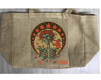 Queen of Hearts Marihuana Burlap Tote