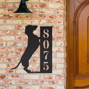 Dachshund Custom House Number Sign, Dachshund Gift, Personalized Dachshund Decor Metal Wall Art, Doxie Dog Wall Decoration, Wiener Dog Gifts