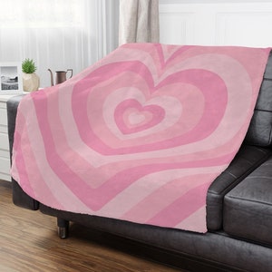 Pink Hearts Throw Blanket, Preppy Room Decor, Blush Danish Pastel Room Decor, Indie Room Decor Aesthetic Y2K, Cute Soft Boho Throw Blanket