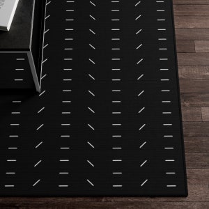 Boho Rug, Mudcloth Pattern Black and White Area Rug, Modern Minimalist Funky Abstract Rug, African Mudcloth Kitchen Rug, Living Room Carpet