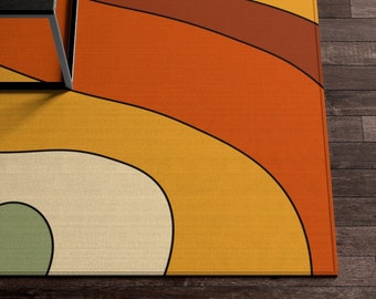 Retro Rug, 70s Rug, Funky Rug, Trippy Rug, Hippie Rug, Colorful Psychedelic Area Rug, Abstract Groovy Boho Rug, Bedroom Living Room Art Rug
