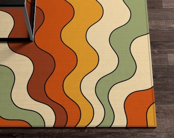 Retro Rug, 70s Rug, Funky Rug, Trippy Rug, Hippie Rug, Colorful Psychedelic Area Rug, Abstract Groovy Boho Rug, Bedroom Living Room Art Rug