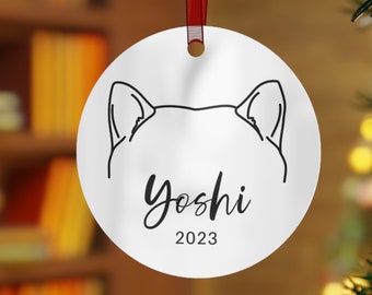 Personalized Shiba Inu Ornament, Shiba Inu Gifts, Shiba Ears Custom Name Dog Ornament, Shiba Mom Gift, Shiba Christmas Decor, Pet Ornament
