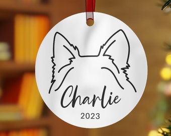 Personalized Sheltie Ornament, Sheltie Gifts, Sheltie Dog Ears, Custom Name Dog Ornament, Shetland Sheepdog Christmas Decor, Pet Ornament