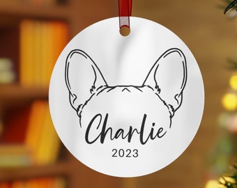 Personalized French Bulldog Ornament, French Bulldog Gifts, Frenchie Ears Custom Name Dog Ornament, Frenchie Mom Gift, Pet Christmas Decor