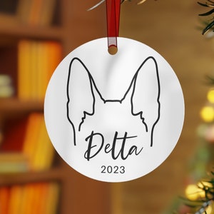 Personalized Belgian Malinois Ornament, Malinois Gift, Mal Ears Custom Name Dog Ornament, Malinois Christmas Decor, Mali Dog Pet Ornament