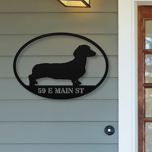 Dachshund Custom Metal Address Sign for House, Dachshund Gift, Personalized Dachshund Decor Metal Wall Art, Dachshund Dog Wall Decoration