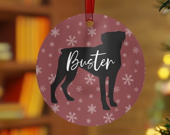 Personalized Boxer Dog Ornament, Boxer Dog Gifts, Custom Name Dog Ornament, Boxer Christmas Ornament, Boxer Dog Mom Gift, Xmas Pet Ornament