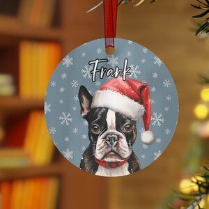 Personalized Boston Terrier Ornament, Boston Terrier Gifts, Custom Name Dog Ornament, Boston Terrier Christmas Ornament, Xmas Pet Ornament