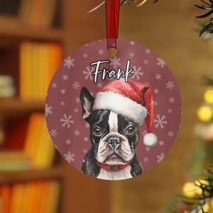 Personalized Boston Terrier Ornament, Boston Terrier Gifts, Custom Name Dog Ornament, Boston Terrier Christmas Ornament, Xmas Pet Ornament