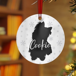 Personalized Yorkie Ornament, Yorkie Gifts, Custom Yorkie Christmas Ornament, Gifts for Yorkshire Terrier Lovers, Custom Name Pet Ornament