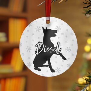Personalized Doberman Ornament, Doberman Gifts, Custom Dog Ornament, Doberman Pinscher Holiday Decor, Dobie Christmas Ornament, Pet Ornament