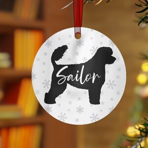 Personalized Portuguese Water Dog Ornament, Portuguese Water Dog Gifts, Custom Name Dog Ornament, Portie Christmas Decor, PWD Pet Ornament