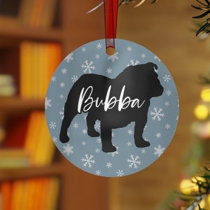 Personalized English Bulldog Ornament, English Bulldog Gifts, Custom Dog Ornament, Bulldog Christmas Holiday Decor, Custom Name Pet Ornament