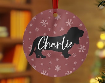 Personalized Basset Hound Ornament, Basset Hound Gifts, Custom Dog Ornament, Xmas Basset Hound Christmas Ornament, Custom Name Pet Ornament