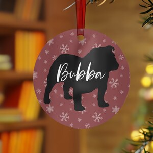 Personalized English Bulldog Ornament, English Bulldog Gifts, Custom Dog Ornament, Bulldog Christmas Holiday Decor, Custom Name Pet Ornament