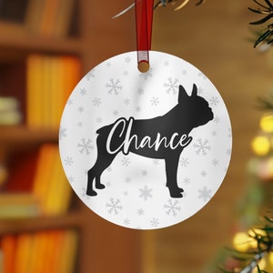 Personalized Boston Terrier Ornament, Boston Terrier Gifts, Custom Dog Ornament, Boston Terrier Christmas Ornament, Custom Name Pet Ornament