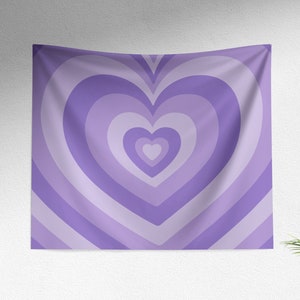 Purple Hearts Indie Tapestry, Aesthetic Danish Pastel Room Decor, Y2K Decor Lightweight Wall Hanging, Cute Indie Room Decor Aesthetic