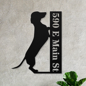 Dachshund Custom Metal Address Sign for House, Dachshund Gift Personalized Dachshund Decor Metal Wall Art, Doxie Porch Sign Weiner Dog Gifts