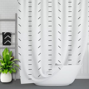 Boho Shower Curtain | Mudcloth Pattern | Extra Long Shower Curtain | Black and White Shower Curtain | Boho Bath Curtain | Housewarming Gift