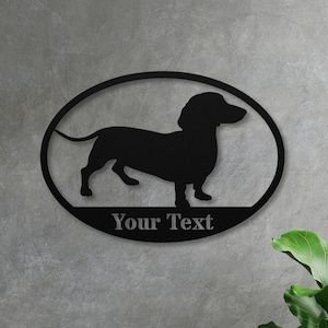 Personalized Dachshund Door Sign, Custom Dachshund Gift, Weiner Dog Metal Wall Art, House Number, Welcome, Name Sign, Address Sign for House