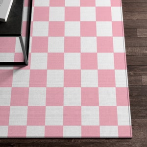 Pink Checkered Rug, Preppy Room Decor, Checkerboard Rug Cute Funky Rug, Danish Pastel Y2K Room Decor Aesthetic, Dorm Decor for College Girls