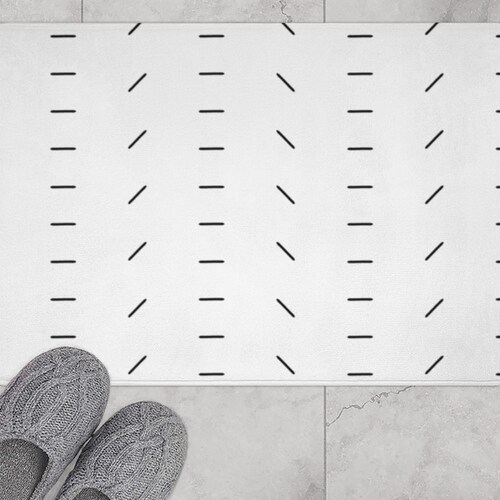 Minimalist Scandinavian Bath Mat Black and White Boho Bath Etsy