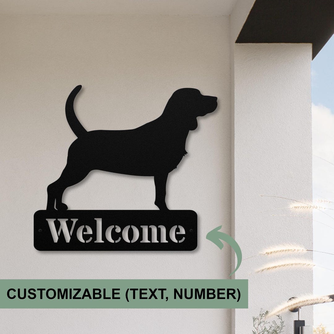 Beagle Gifts, Welcome Sign, Custom Beagle Wall Art, Personalized Metal ...