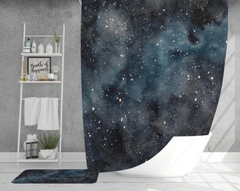 Easippo Galaxy Nebula Moon Phase Starry Night Sky Universe Infinity Space Bathroom Polyester Waterproof Shower Curtain 72 X 72