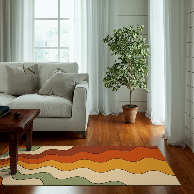 Retro Rug, 70s Rug, Funky Rug, Trippy Rug, Hippie Rug, Colorful ...