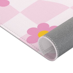 Pink Checkered Rug, Checkerboard Flower Rug, Cute Rug, Danish Pastel Room Decor, Y2K Decor Area Rug, Indie Room Decor Aesthetic Teen Dorm image 6