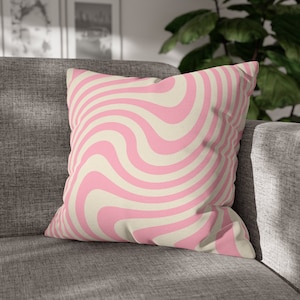 Pink Yellow Funky Pillows, Preppy Room Decor, Danish Pastel Room Decor Trippy Pillow Cover, Groovy Retro Room Decor Aesthetic Y2K Dorm Decor