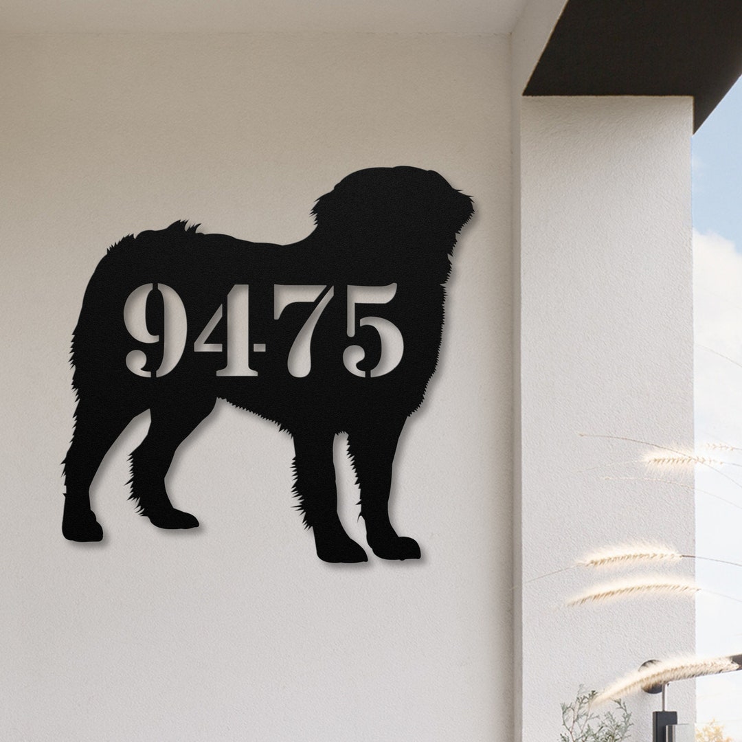 Personalized Bernese Mountain Dog Metal Address Sign, House Number Plaque
