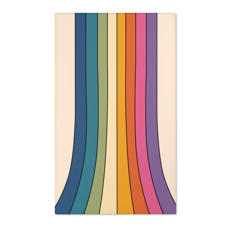 Retro Rug, 70s Rug, Funky Rug, Trippy Rug, Hippie Rug, Retro Rainbow Area Rug, Abstract Groovy Boho Rug, Kitchen Bedroom Living Room Art Rug image 4